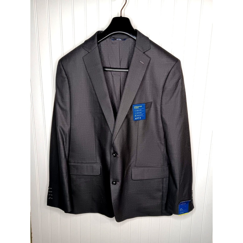 NWT Mens Apt. 9‎ Gray Slim Fit Double Button Up Blazer Jacket Size 44R